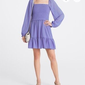 Chic Lavender Mini Dress Long Sleeves